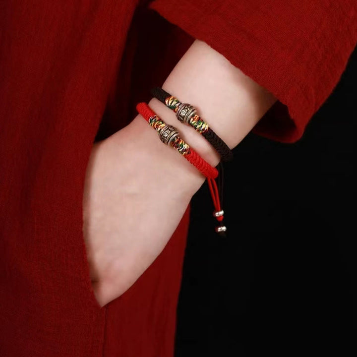 Pulsera de fe con nudo de King Kong Om Mani Padme Hum de plata de ley 925 con Buddha Stones