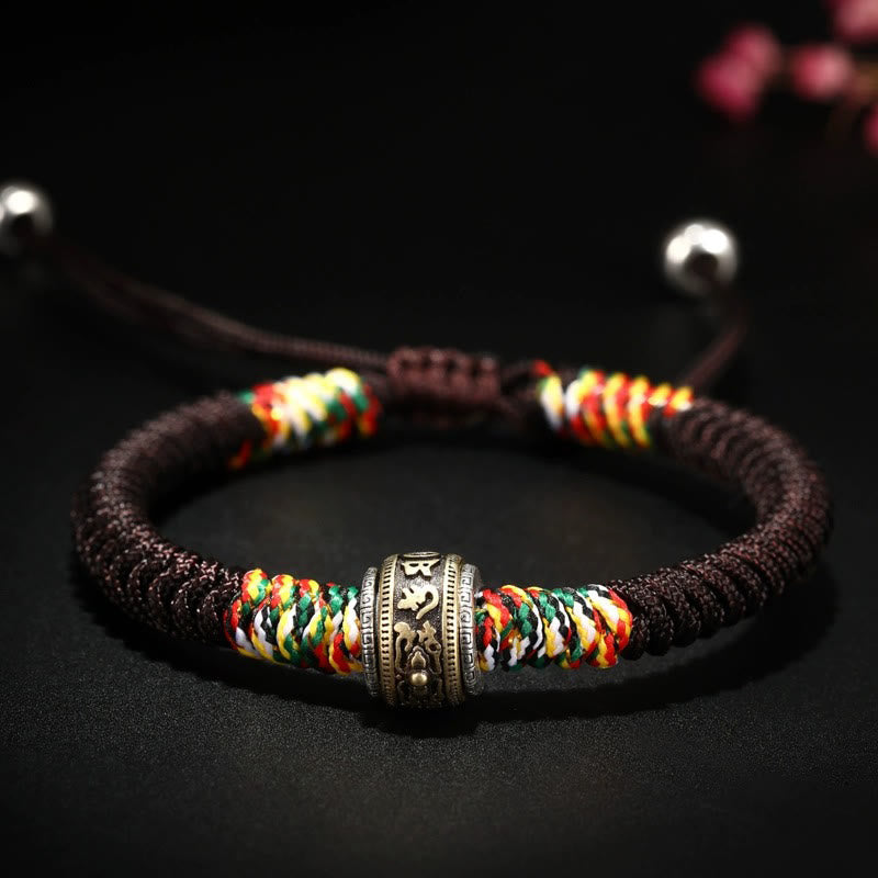 Pulsera de fe con nudo de King Kong Om Mani Padme Hum de plata de ley 925 con Buddha Stones