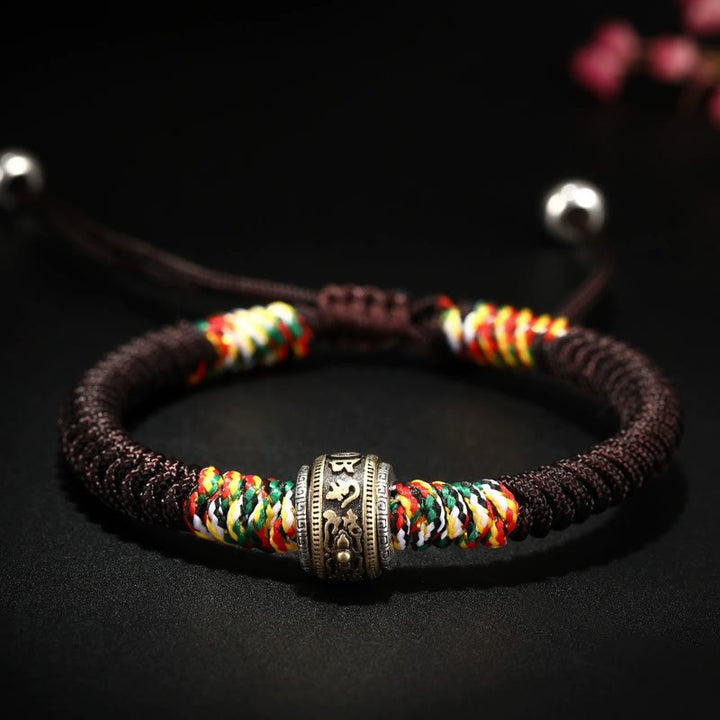 Pulsera de fe con nudo de King Kong Om Mani Padme Hum de plata de ley 925 con Buddha Stones