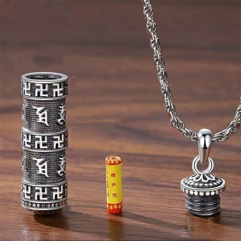 Buddha Stones Om Mani Padme Hum esvástica cadena trenzada colgante de collar de sabiduría - image 4
