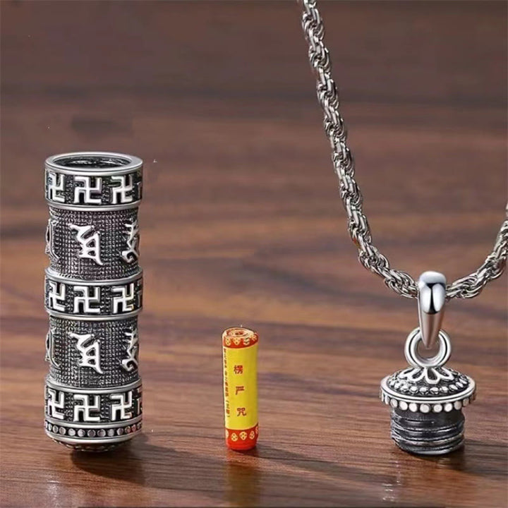 Buddha Stones Om Mani Padme Hum esvástica cadena trenzada colgante de collar de sabiduría - image 4