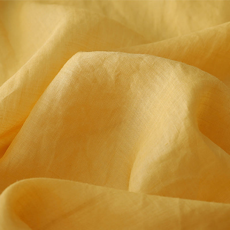 Camisa de lino y algodón de doble capa con manga tres cuartos y botones de rana de color liso con Buddha Stones - image 16