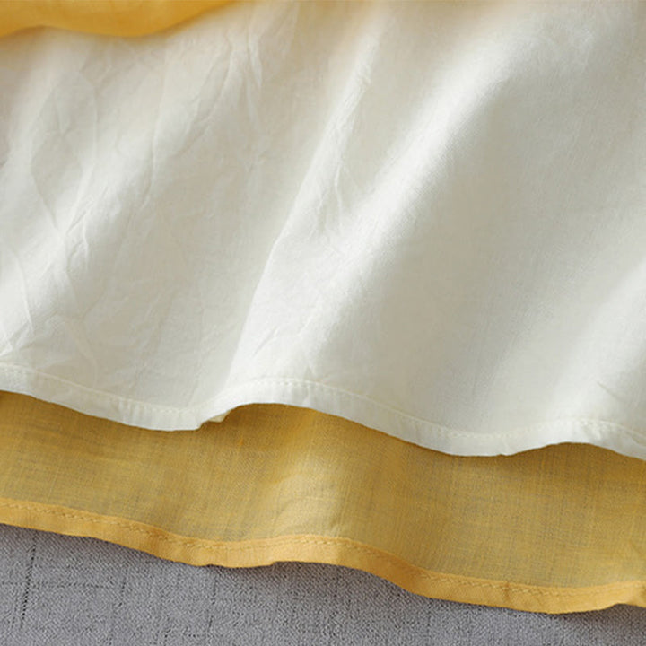 Camisa de lino y algodón de doble capa con manga tres cuartos y botones de rana de color liso con Buddha Stones - image 17