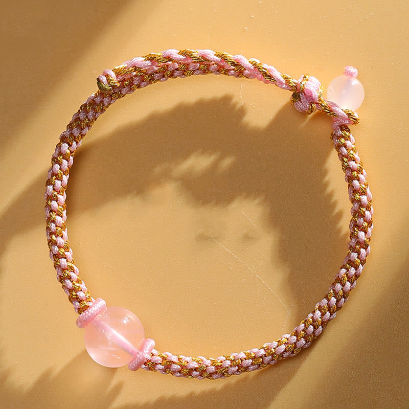 Buddha Stones hechas a mano, ágata roja, amatista, Cuarzo rutilado dorado, cuentas de cristal rosa, pulsera trenzada tranquila