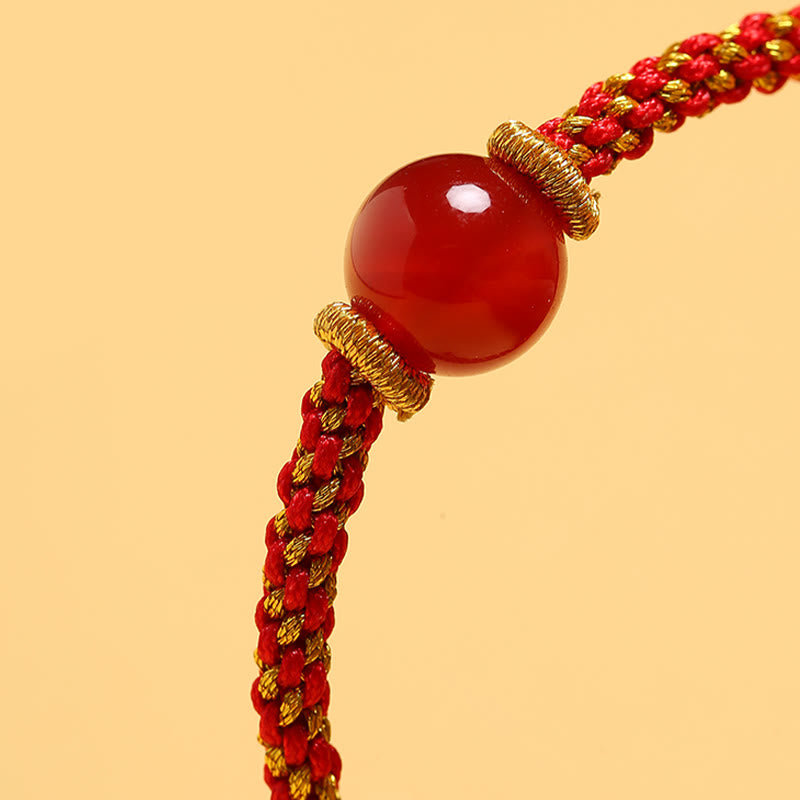 Buddha Stones hechas a mano, ágata roja, amatista, Cuarzo rutilado dorado, cuentas de cristal rosa, pulsera trenzada tranquila