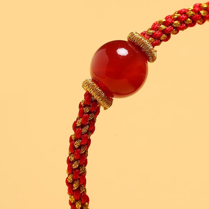 Buddha Stones hechas a mano, ágata roja, amatista, Cuarzo rutilado dorado, cuentas de cristal rosa, pulsera trenzada tranquila