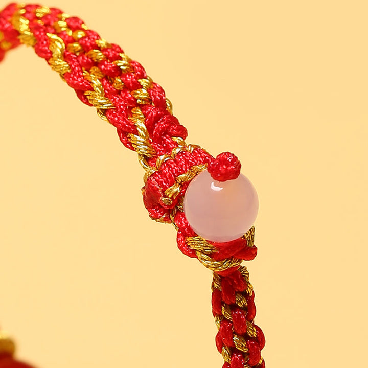 Buddha Stones hechas a mano, ágata roja, amatista, Cuarzo rutilado dorado, cuentas de cristal rosa, pulsera trenzada tranquila