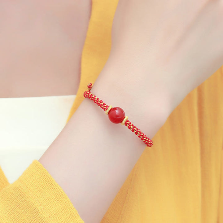 Buddha Stones hechas a mano, ágata roja, amatista, Cuarzo rutilado dorado, cuentas de cristal rosa, pulsera trenzada tranquila