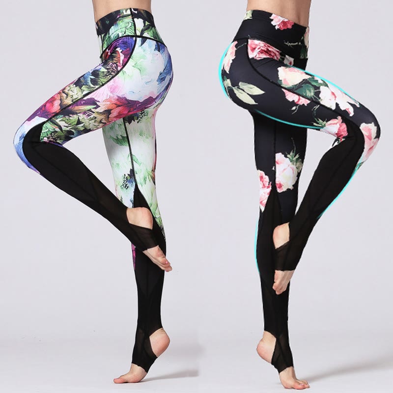 Buddha Stones Rose Peony Flower Print Design Sports Fitness Yoga Leggings Pantalones de yoga para mujer - image 0