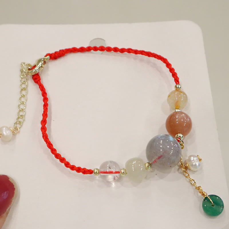 Buddha Stones, piedra lunar, cuentas de piedra solar, hebilla de paz, pulsera curativa