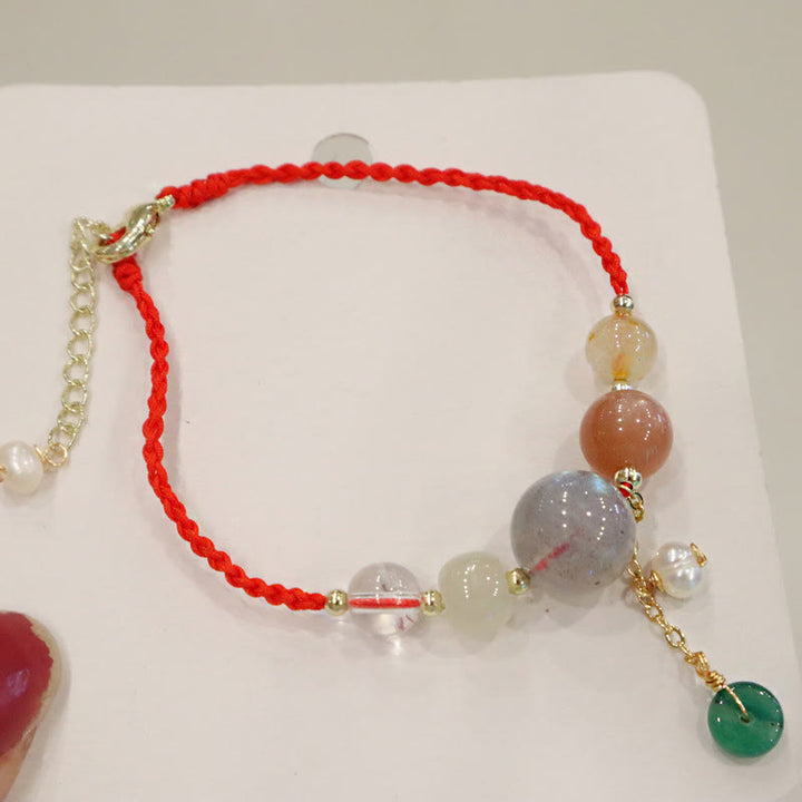 Buddha Stones, piedra lunar, cuentas de piedra solar, hebilla de paz, pulsera curativa