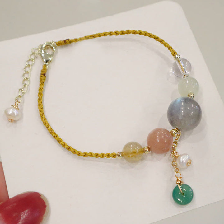 Buddha Stones, piedra lunar, cuentas de piedra solar, hebilla de paz, pulsera curativa
