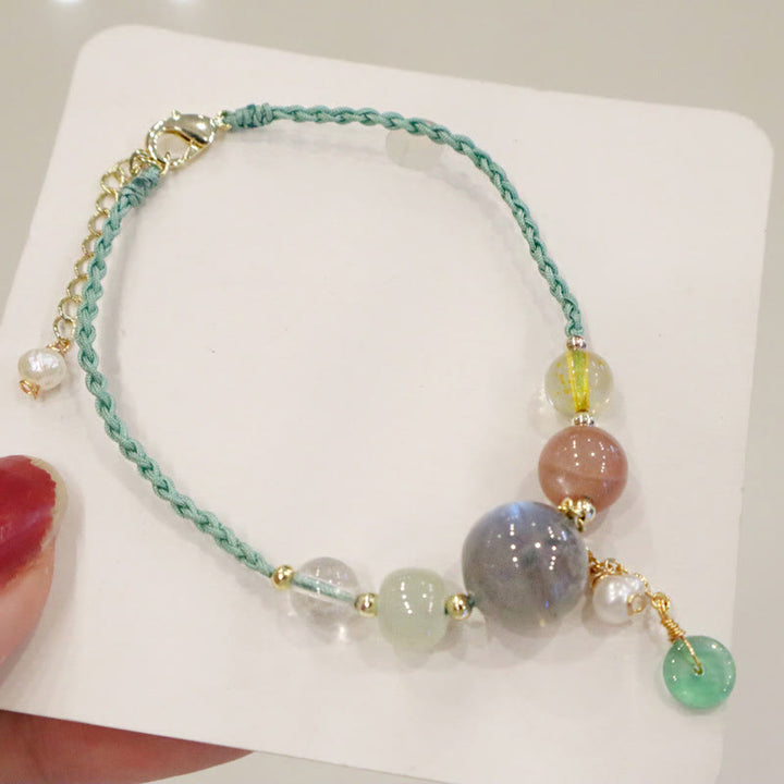 Buddha Stones, piedra lunar, cuentas de piedra solar, hebilla de paz, pulsera curativa