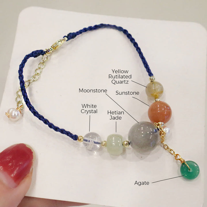 Buddha Stones, piedra lunar, cuentas de piedra solar, hebilla de paz, pulsera curativa