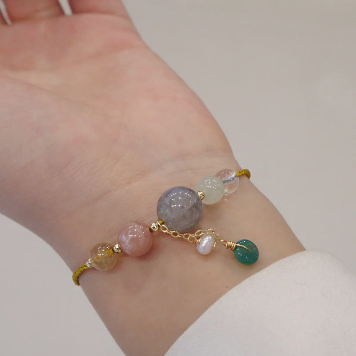 Buddha Stones, piedra lunar, cuentas de piedra solar, hebilla de paz, pulsera curativa