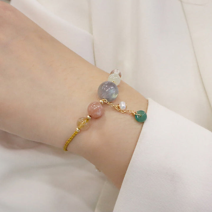 Buddha Stones, piedra lunar, cuentas de piedra solar, hebilla de paz, pulsera curativa
