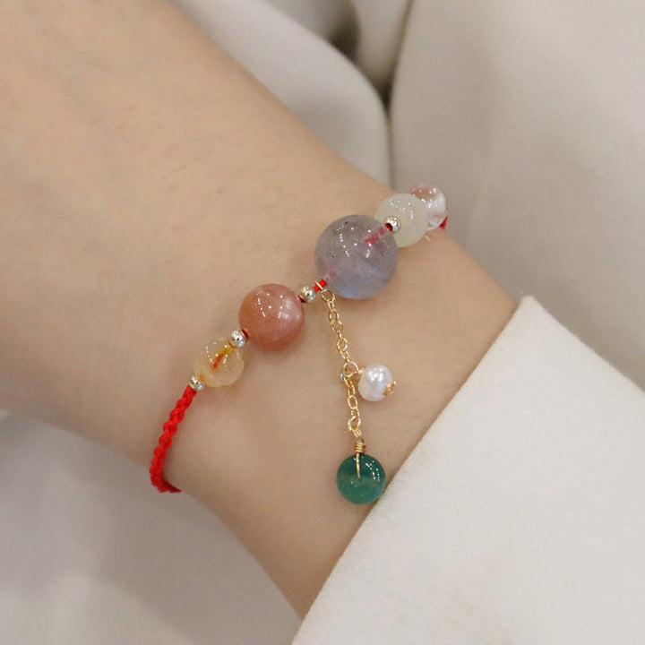 Buddha Stones, piedra lunar, cuentas de piedra solar, hebilla de paz, pulsera curativa