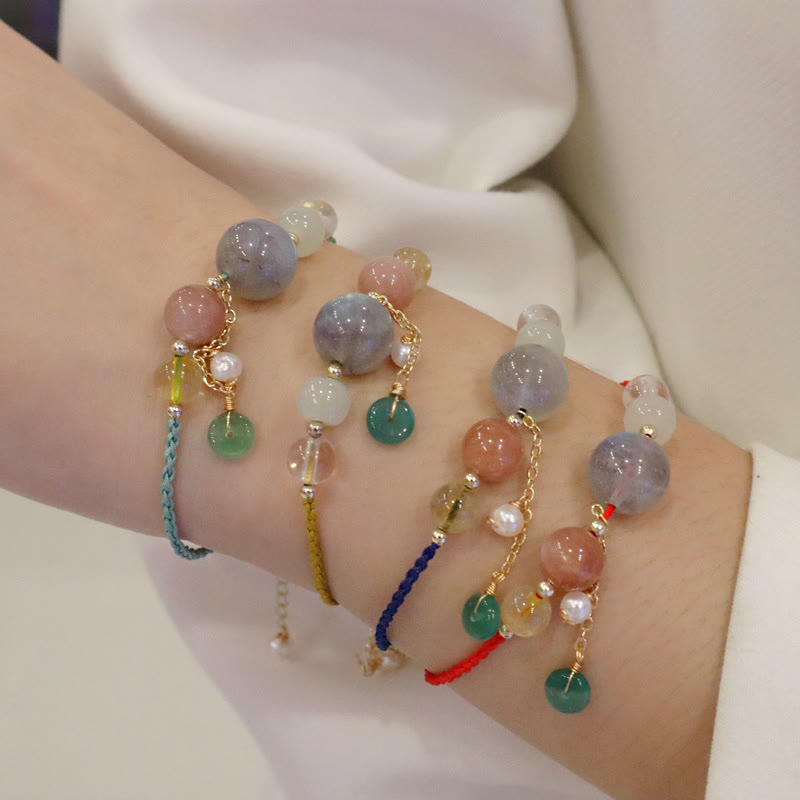 Buddha Stones, piedra lunar, cuentas de piedra solar, hebilla de paz, pulsera curativa