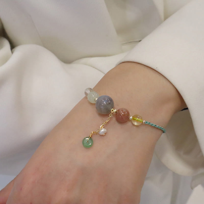 Buddha Stones, piedra lunar, cuentas de piedra solar, hebilla de paz, pulsera curativa