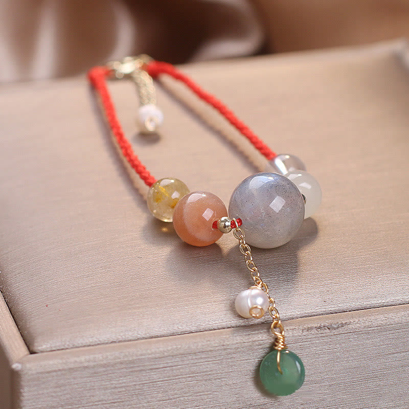 Buddha Stones, piedra lunar, cuentas de piedra solar, hebilla de paz, pulsera curativa