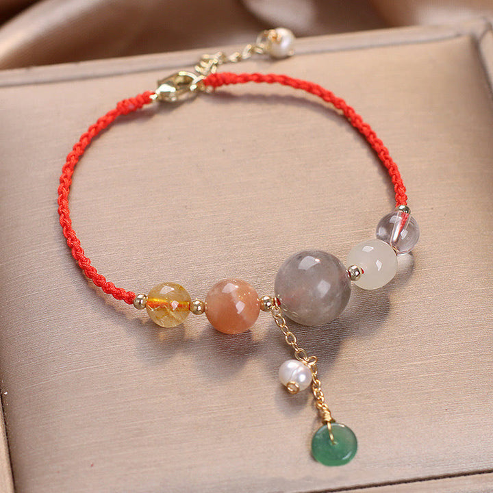 Buddha Stones, piedra lunar, cuentas de piedra solar, hebilla de paz, pulsera curativa