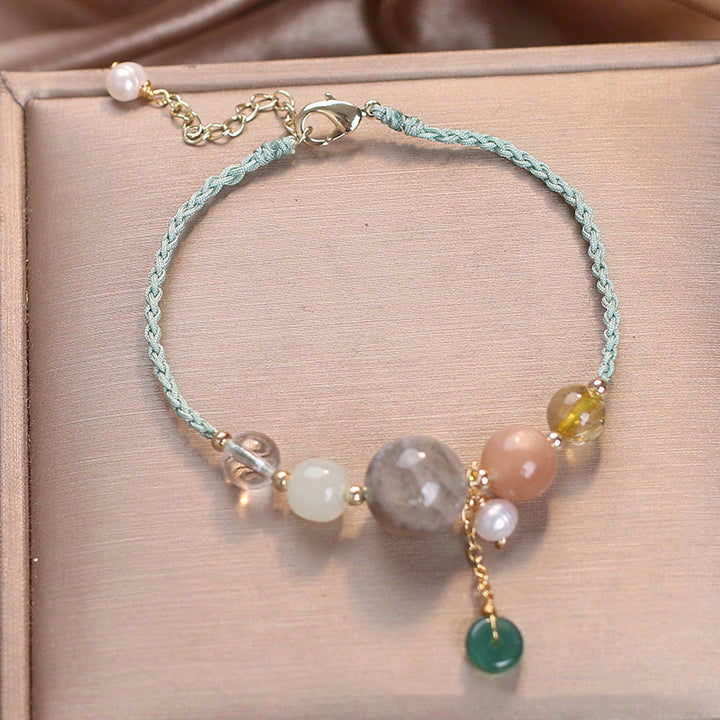 Buddha Stones, piedra lunar, cuentas de piedra solar, hebilla de paz, pulsera curativa