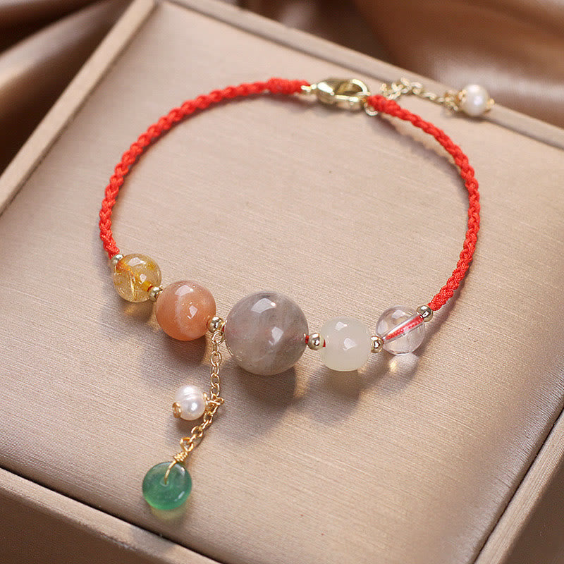 Buddha Stones, piedra lunar, cuentas de piedra solar, hebilla de paz, pulsera curativa