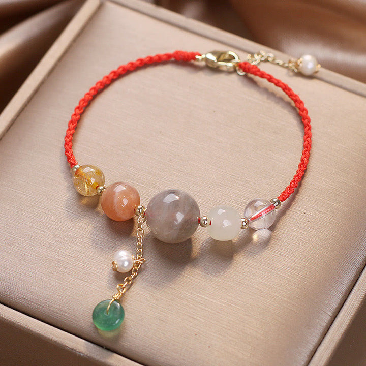 Buddha Stones, piedra lunar, cuentas de piedra solar, hebilla de paz, pulsera curativa