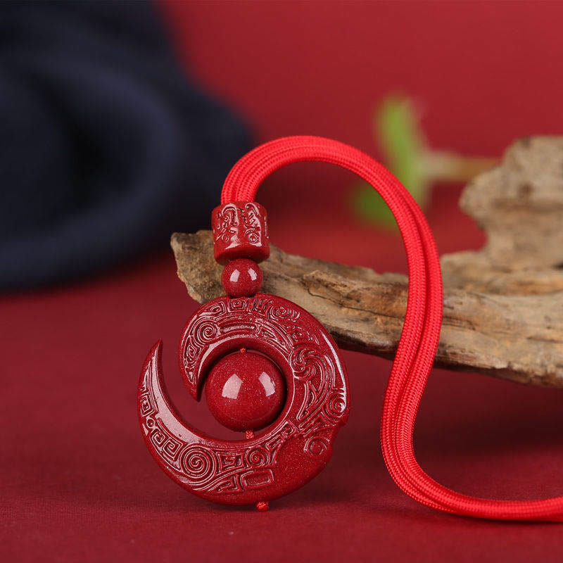 Collar con colgante de concentración de cinabrio natural con diseño de Buddha Stones que mejora la suerte