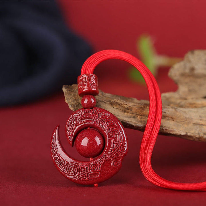 Collar con colgante de concentración de cinabrio natural con diseño de Buddha Stones que mejora la suerte