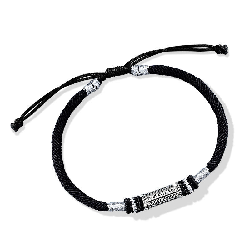 Pulsera de cuerda trenzada de sabiduría Om Mani Padme Hum de plata de ley 925 con Buddha Stones - image 8