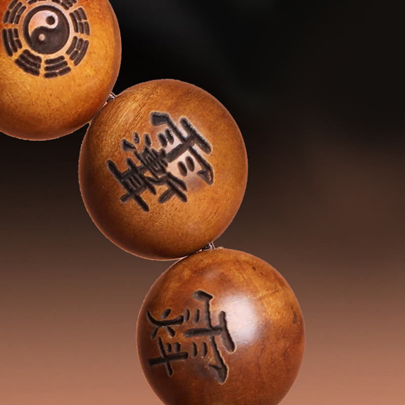 Buddha Stones, rayo golpeado, madera de azufaifa, Yin Yang, Bagua, tabú taoísta, personajes, pulsera de protección grabada - image 11