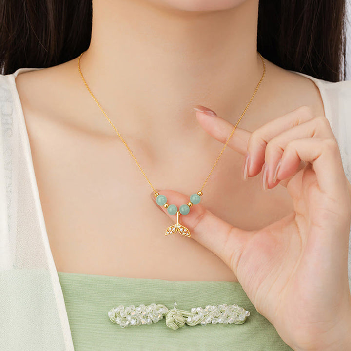 Colgante de collar de la suerte con cuentas de jade hetiano de plata de ley 925 con Buddha Stones