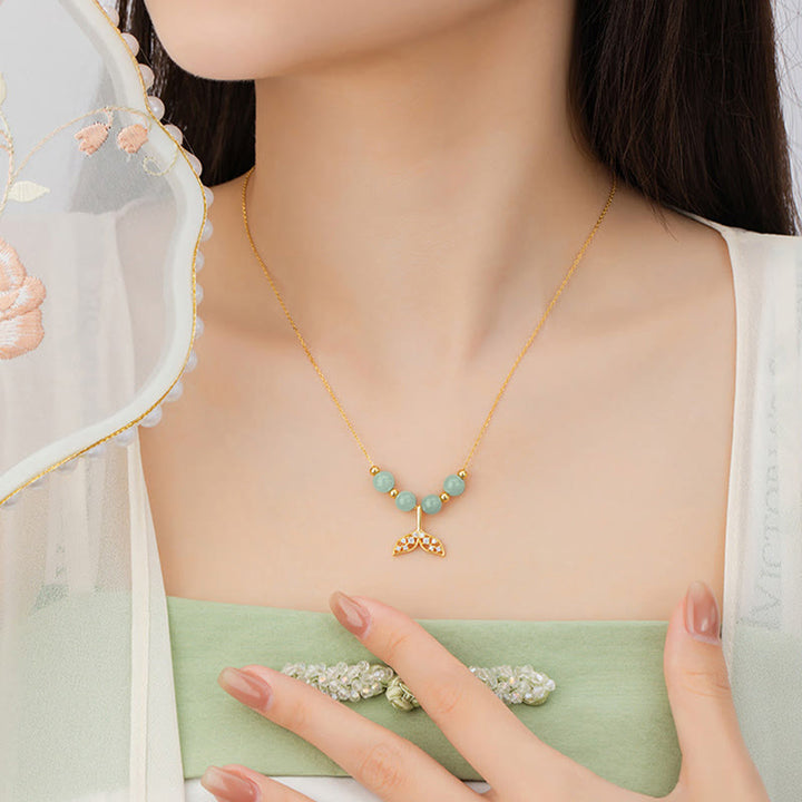 Colgante de collar de la suerte con cuentas de jade hetiano de plata de ley 925 con Buddha Stones