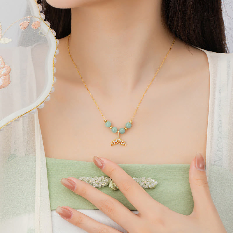 Colgante de collar de la suerte con cuentas de jade hetiano de plata de ley 925 con Buddha Stones