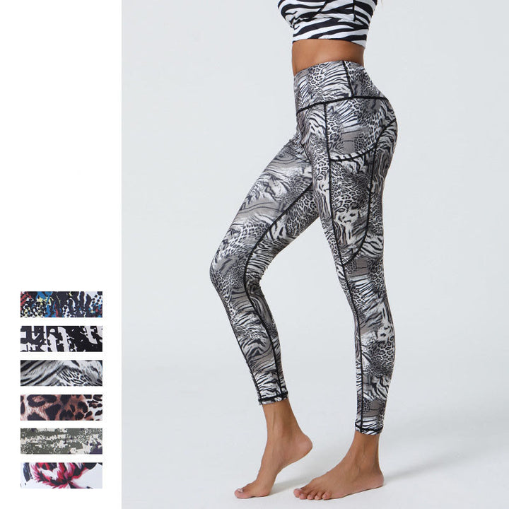 Buddha Stones Rose Lines Tiger Leopard Print Deportes Fitness Leggings de cintura alta Pantalones de yoga para mujer con bolsillos - image 13