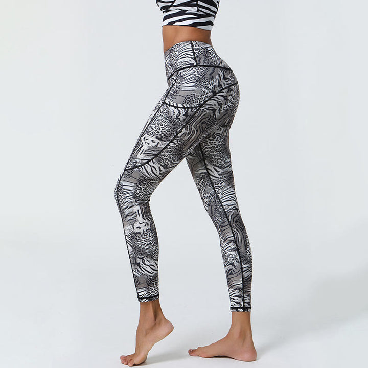Buddha Stones Rose Lines Tiger Leopard Print Deportes Fitness Leggings de cintura alta Pantalones de yoga para mujer con bolsillos - image 11