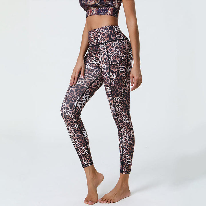 Buddha Stones Rose Lines Tiger Leopard Print Deportes Fitness Leggings de cintura alta Pantalones de yoga para mujer con bolsillos - image 16