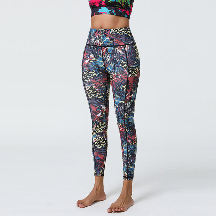 Buddha Stones Rose Lines Tiger Leopard Print Deportes Fitness Leggings de cintura alta Pantalones de yoga para mujer con bolsillos