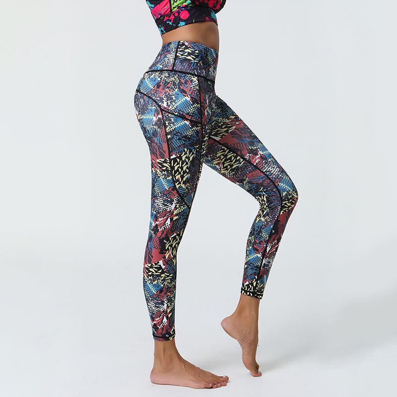 Buddha Stones Rose Lines Tiger Leopard Print Deportes Fitness Leggings de cintura alta Pantalones de yoga para mujer con bolsillos - image 20