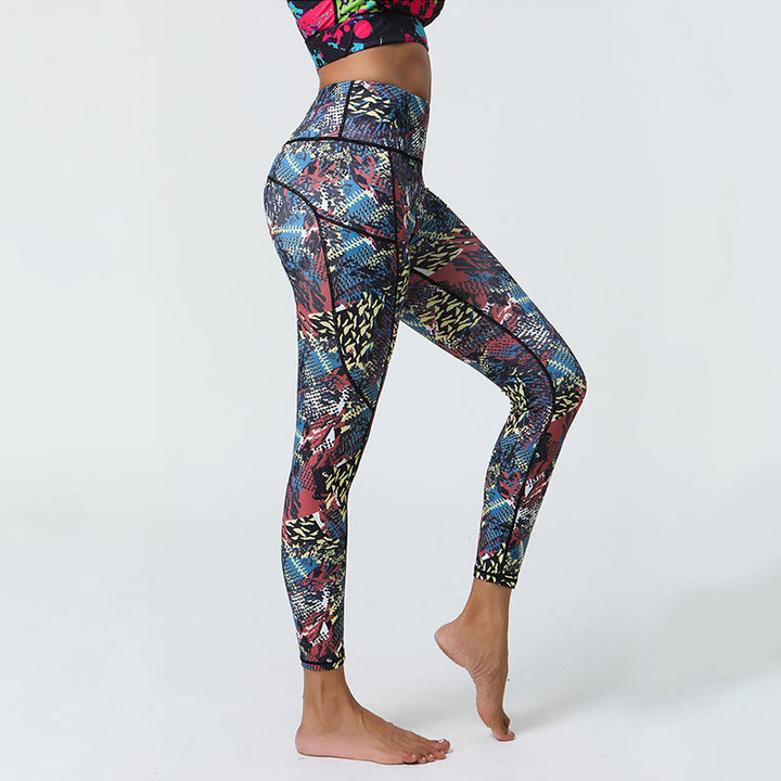 Buddha Stones Rose Lines Tiger Leopard Print Deportes Fitness Leggings de cintura alta Pantalones de yoga para mujer con bolsillos