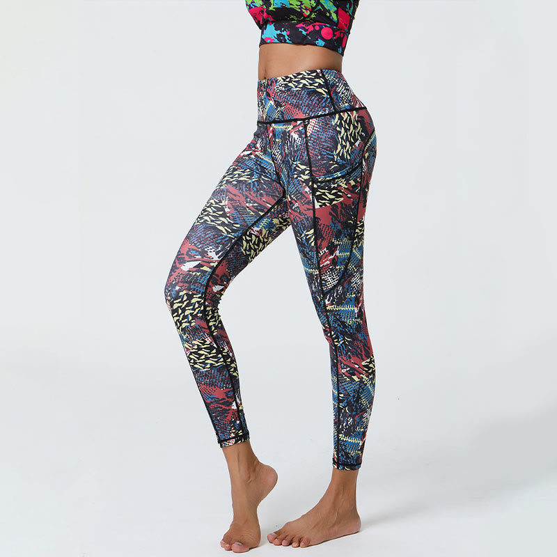 Buddha Stones Rose Lines Tiger Leopard Print Deportes Fitness Leggings de cintura alta Pantalones de yoga para mujer con bolsillos - image 21