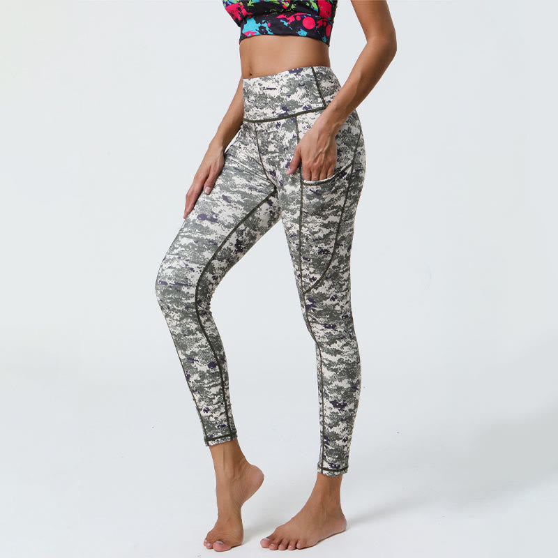 Buddha Stones Rose Lines Tiger Leopard Print Deportes Fitness Leggings de cintura alta Pantalones de yoga para mujer con bolsillos - image 27