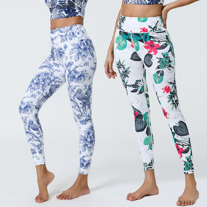 Pantalones de yoga para mujer con estampado de Buddha Stones, flores, hojas, dientes de león, piñas, deportivos, Fitness, cintura alta - image 0