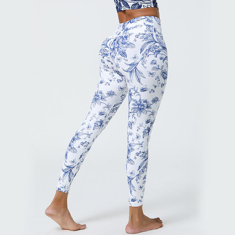 Pantalones de yoga para mujer con estampado de Buddha Stones, flores, hojas, dientes de león, piñas, deportivos, Fitness, cintura alta - image 5