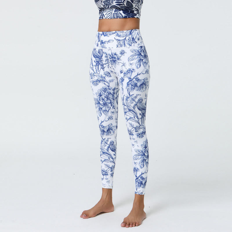 Pantalones de yoga para mujer con estampado de Buddha Stones, flores, hojas, dientes de león, piñas, deportivos, Fitness, cintura alta - image 2