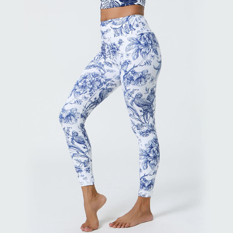 Pantalones de yoga para mujer con estampado de Buddha Stones, flores, hojas, dientes de león, piñas, deportivos, Fitness, cintura alta - image 4