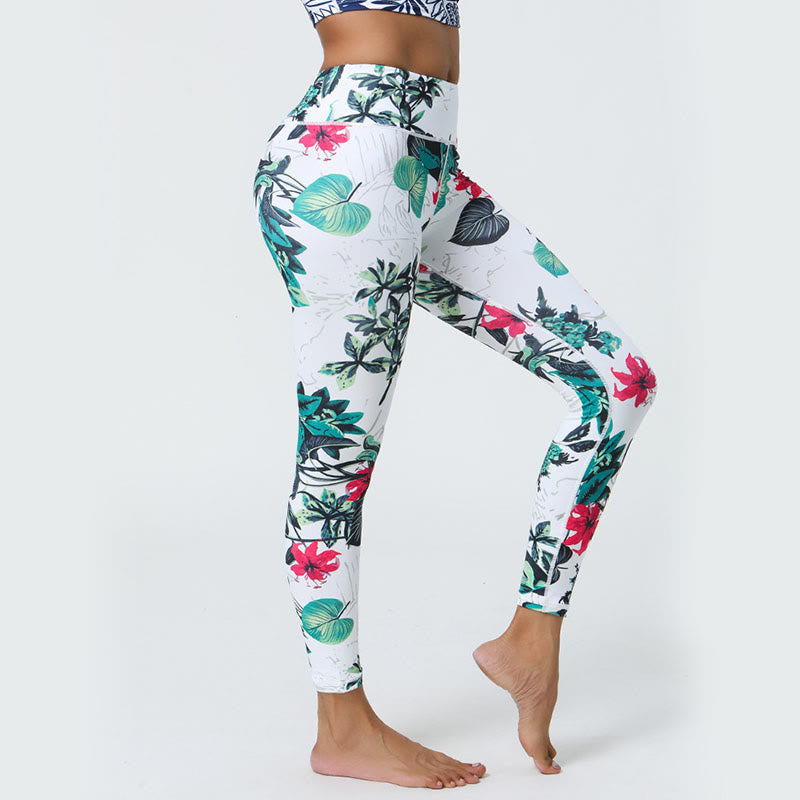 Pantalones de yoga para mujer con estampado de Buddha Stones, flores, hojas, dientes de león, piñas, deportivos, Fitness, cintura alta - image 9