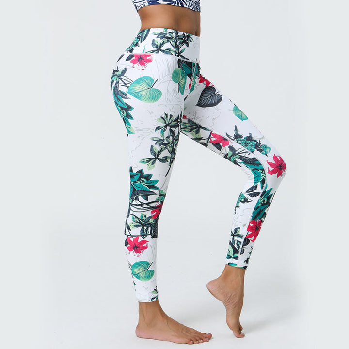 Pantalones de yoga para mujer con estampado de Buddha Stones, flores, hojas, dientes de león, piñas, deportivos, Fitness, cintura alta - image 9