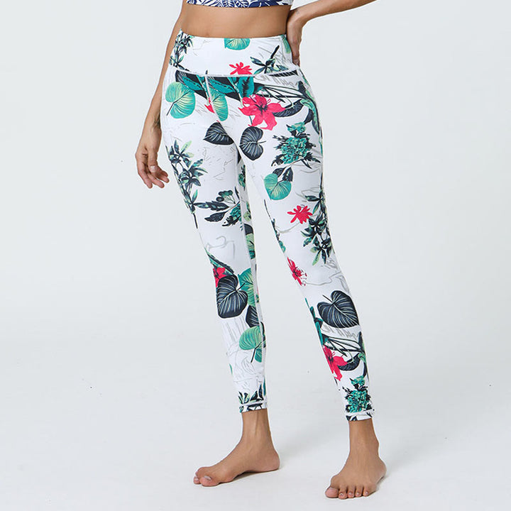 Pantalones de yoga para mujer con estampado de Buddha Stones, flores, hojas, dientes de león, piñas, deportivos, Fitness, cintura alta - image 12